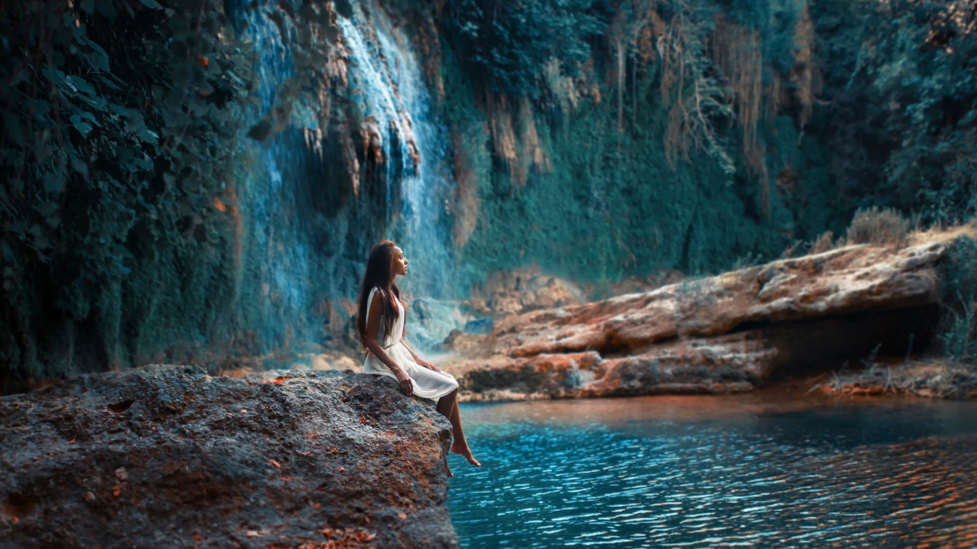 waterfall images with nude women