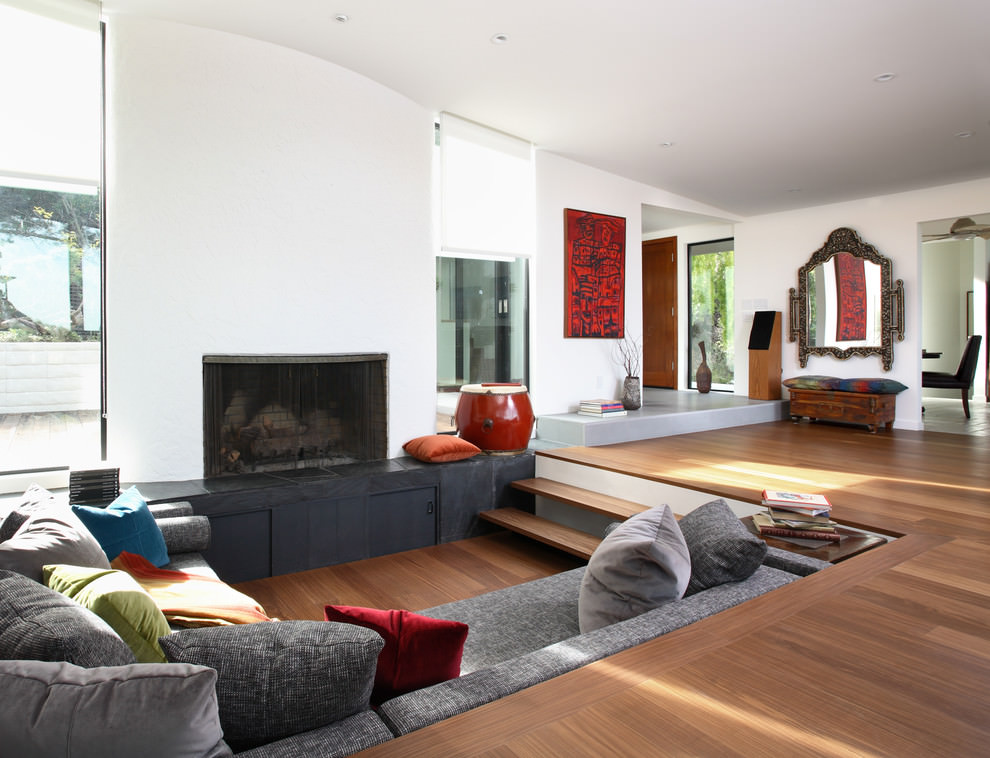 beautiful brown wooden floor eclectic living room