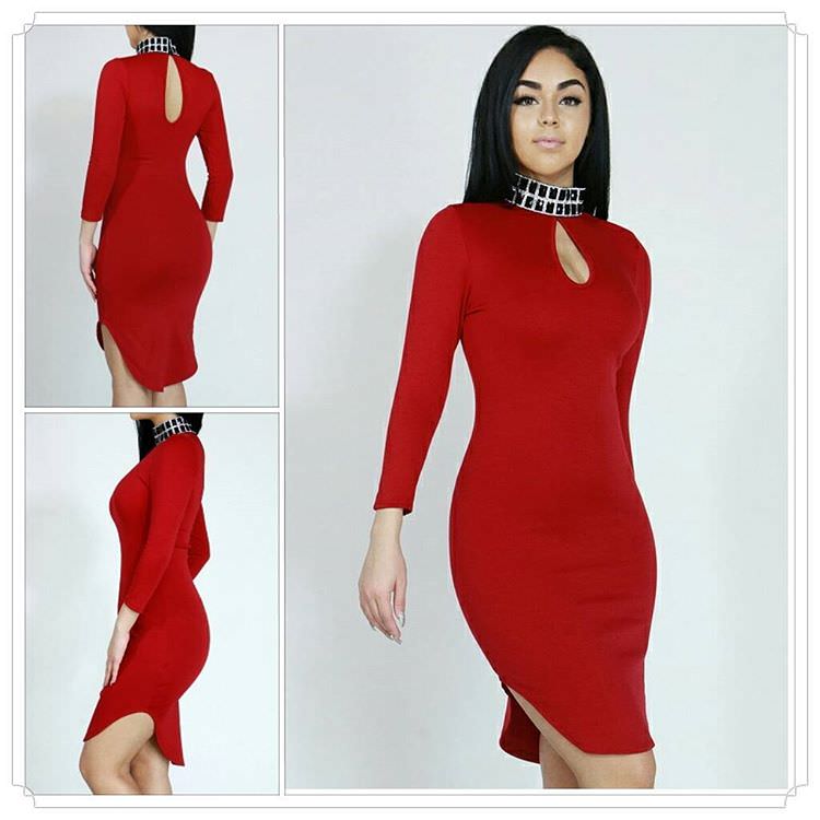 red party dress with collar