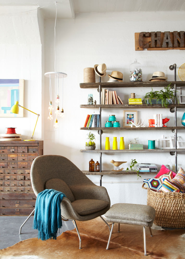 modern living room diy shelves