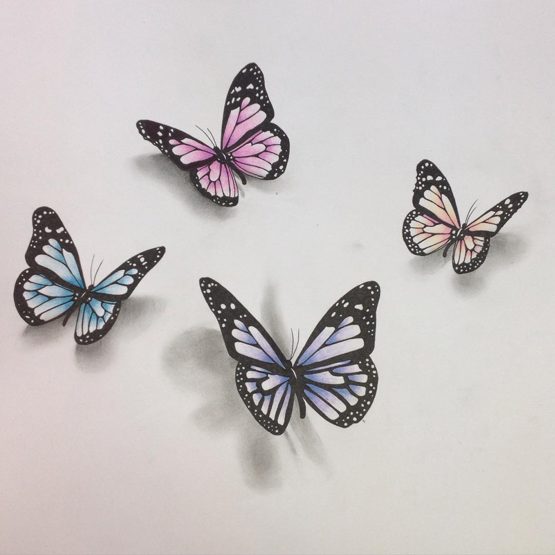3d butterfly drawing