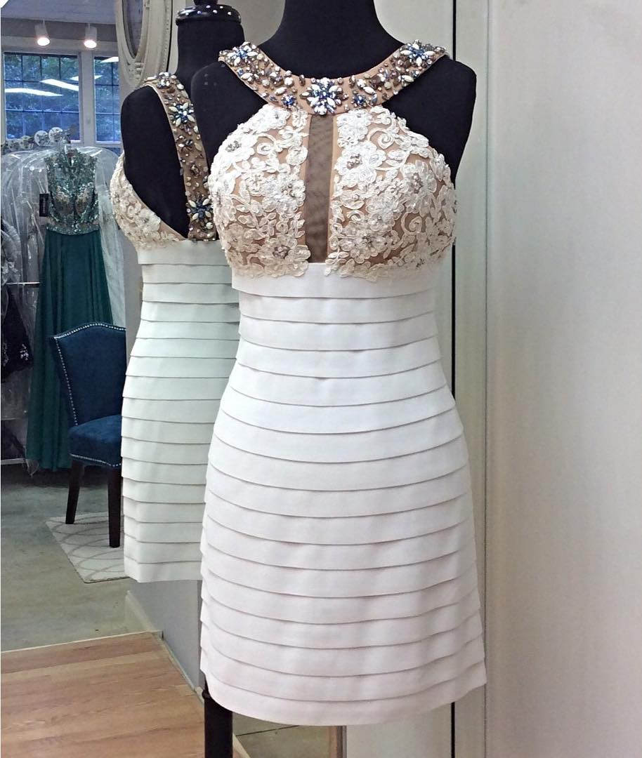 spectacular white lace and beads dress