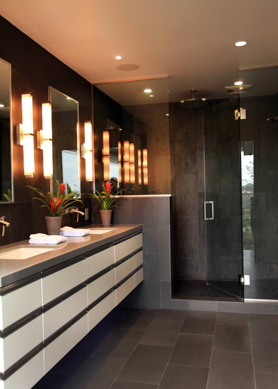 contemporary grey bathroom design