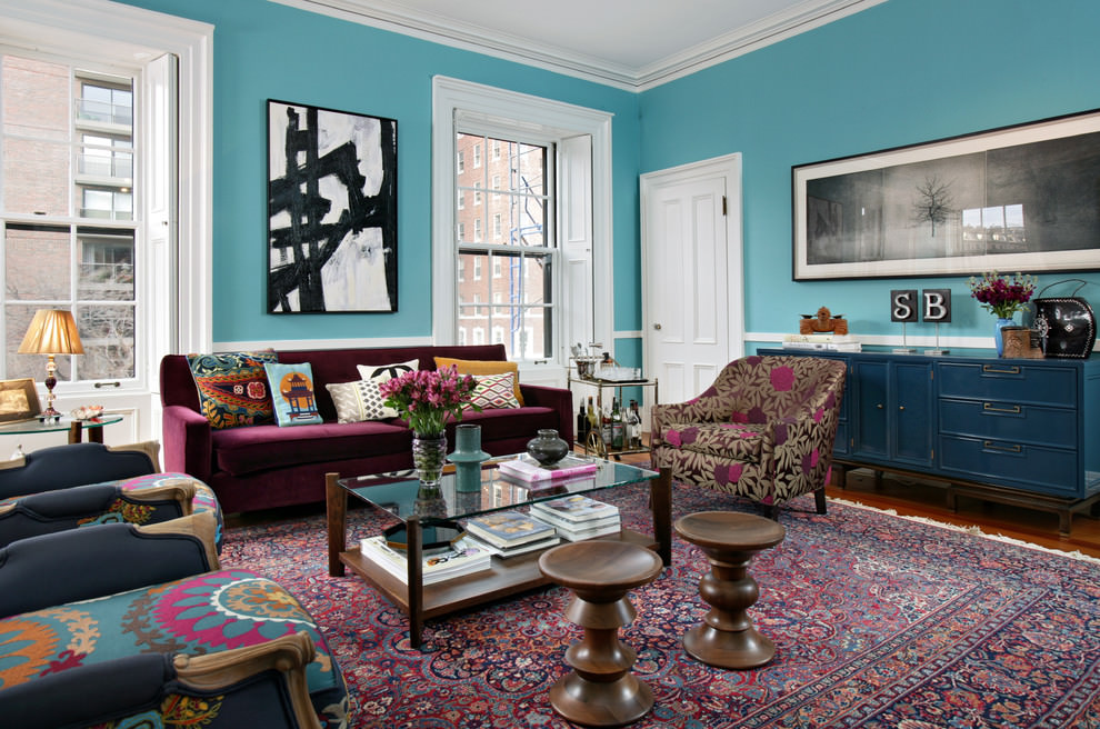elegant teal color living room