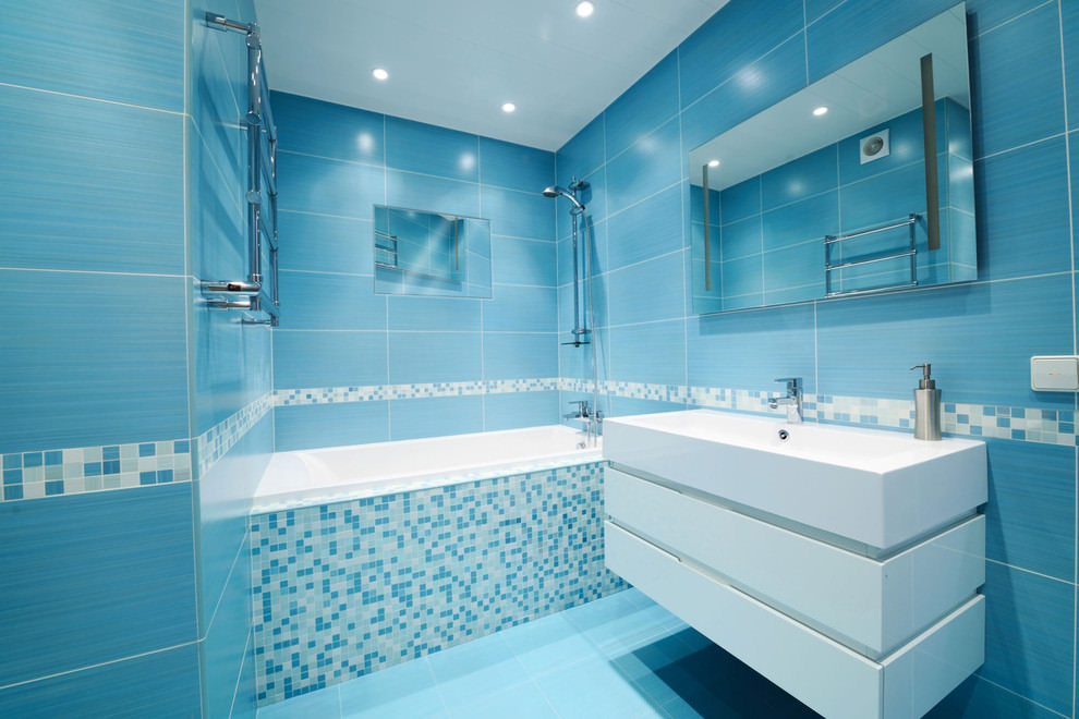 modern blue bathroom design