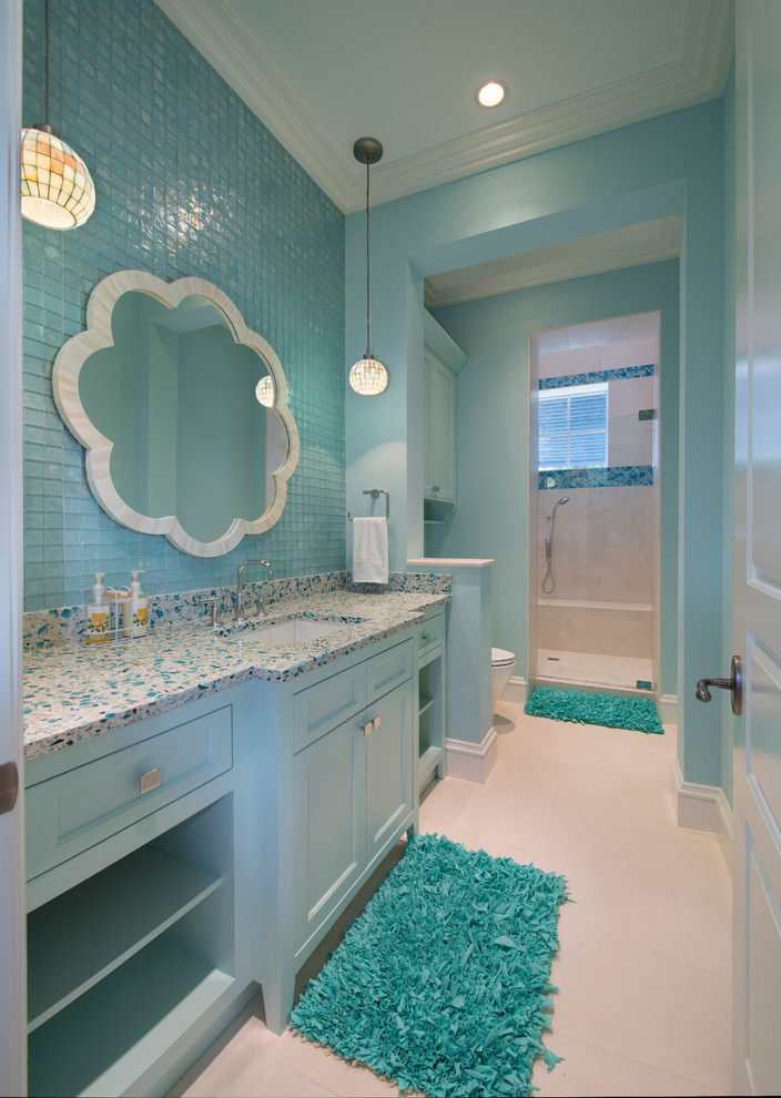 bright blue bathroom design