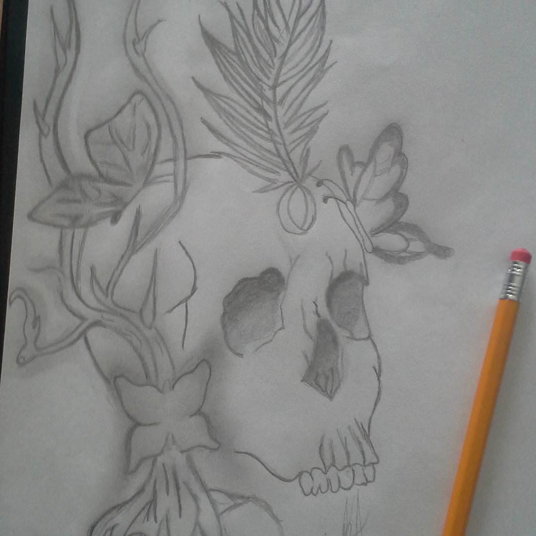 butterfly and skull