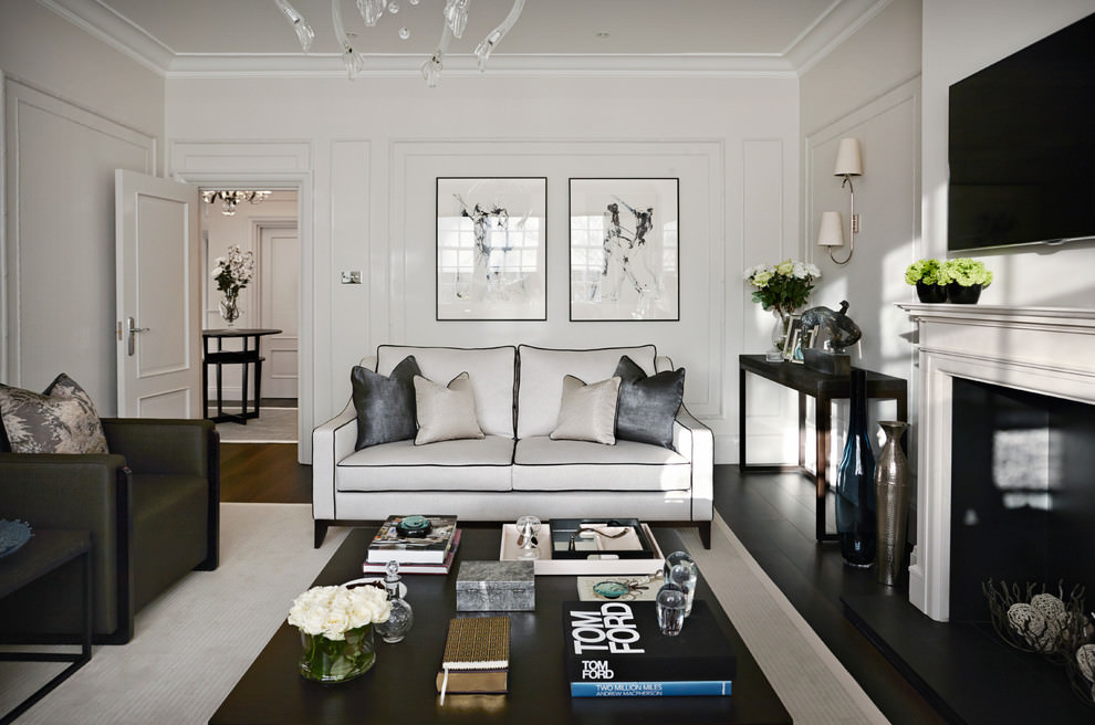 plaseant white small formal living room