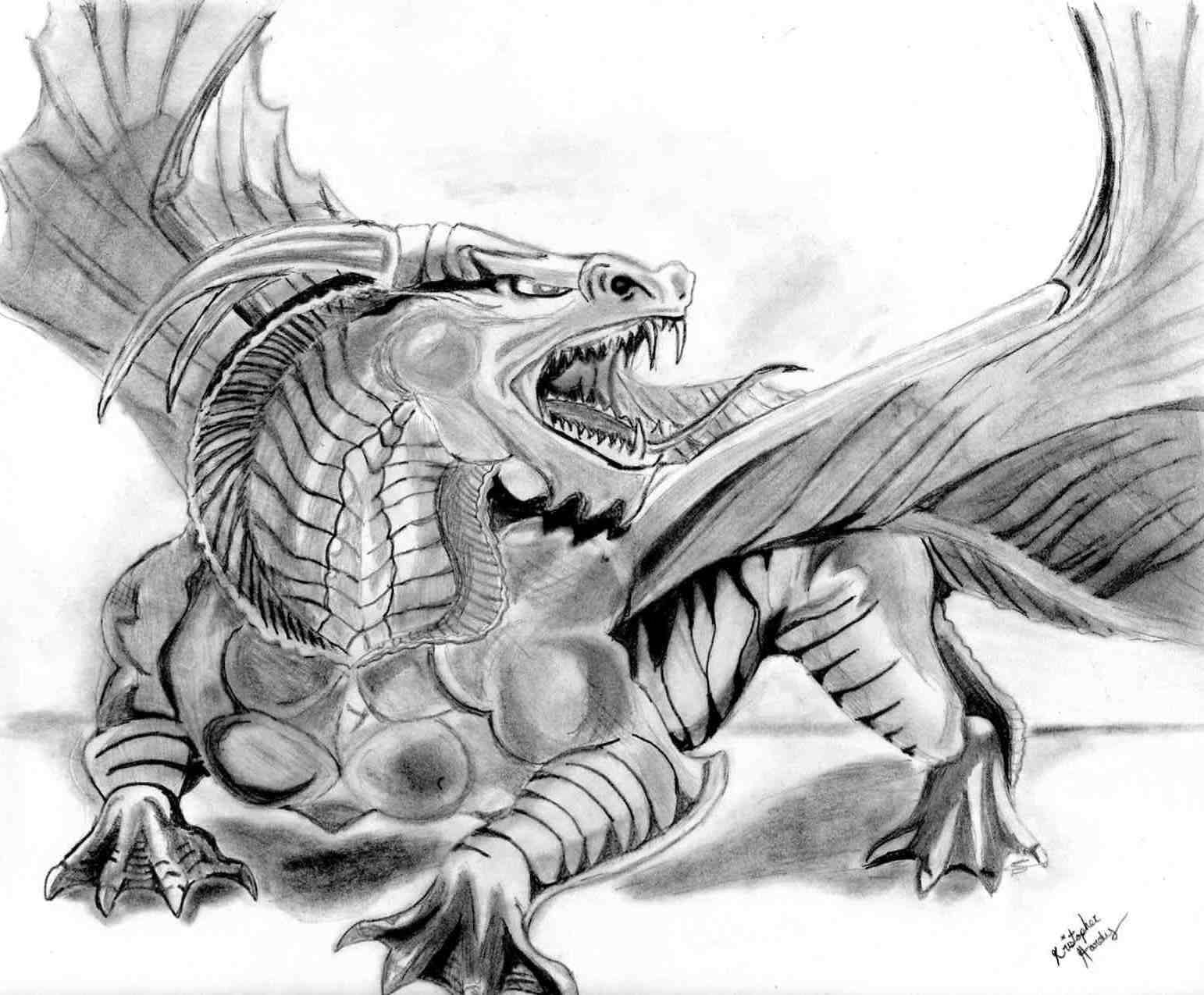 scary dragon drawing