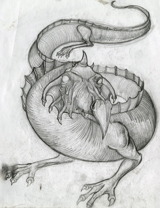 shaded dragon drawing