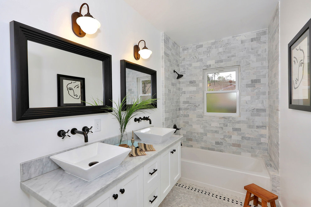transitional bathtub tiles design