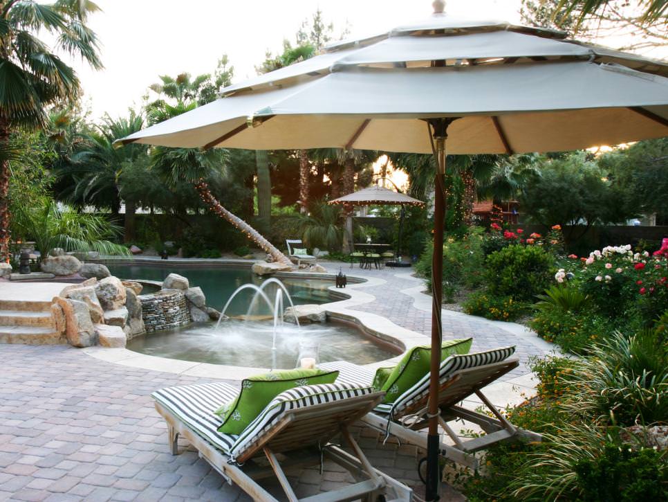 tropical pool side patio cover