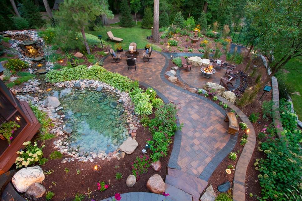rocky garden backyard pond design