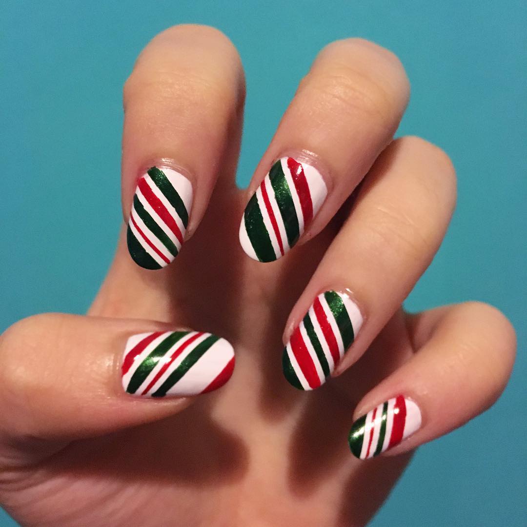 green red nail design
