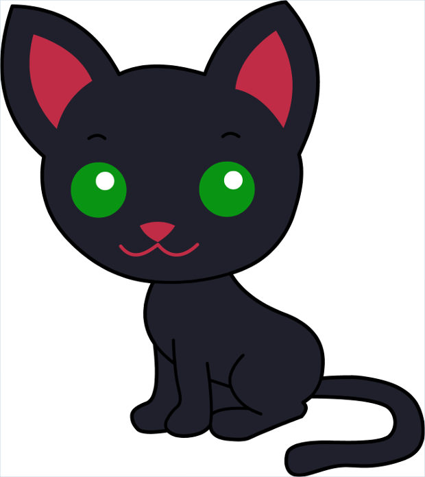 bold black kitty cat clipart