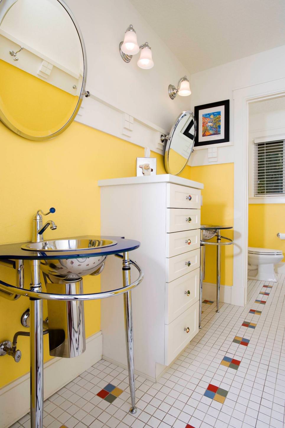 striking yellow bathroom design