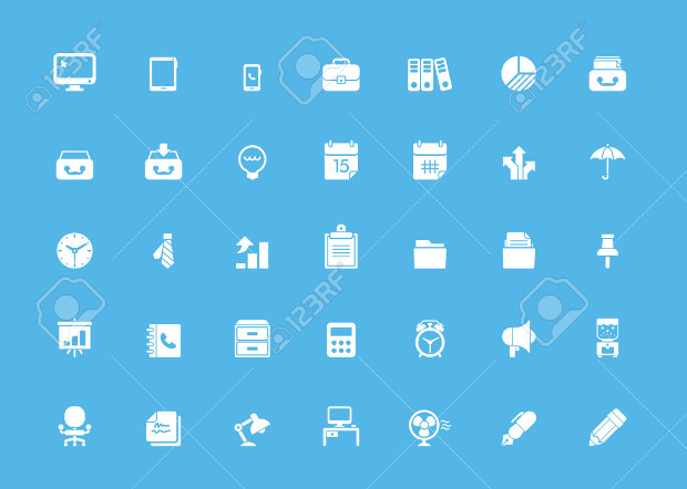 simple business and office icon set