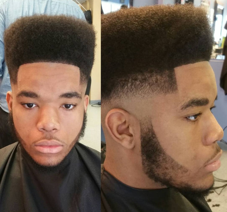 geometric afro fade men haircut