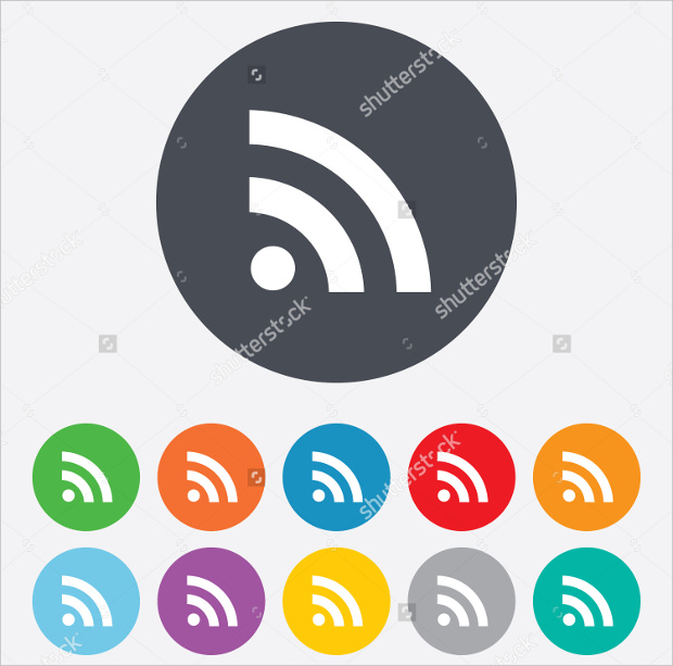 11 colours of rss sign icons