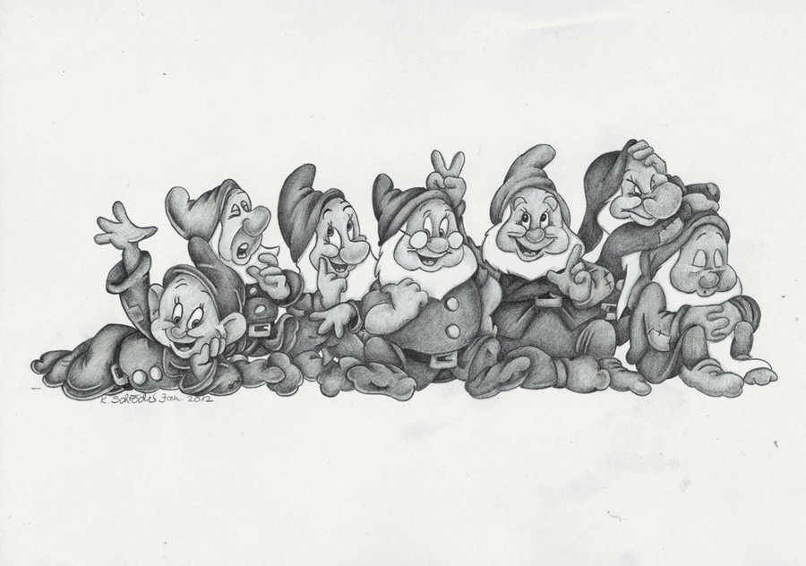 7 dwarves drawing