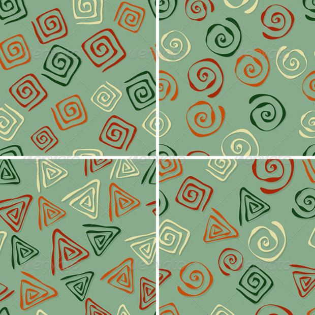 4 vector seamless patterns with funky figures