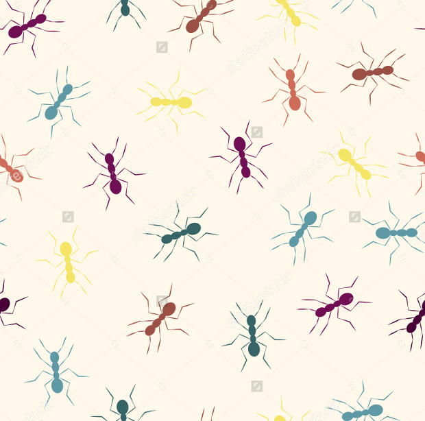 seamless colorful ants pattern