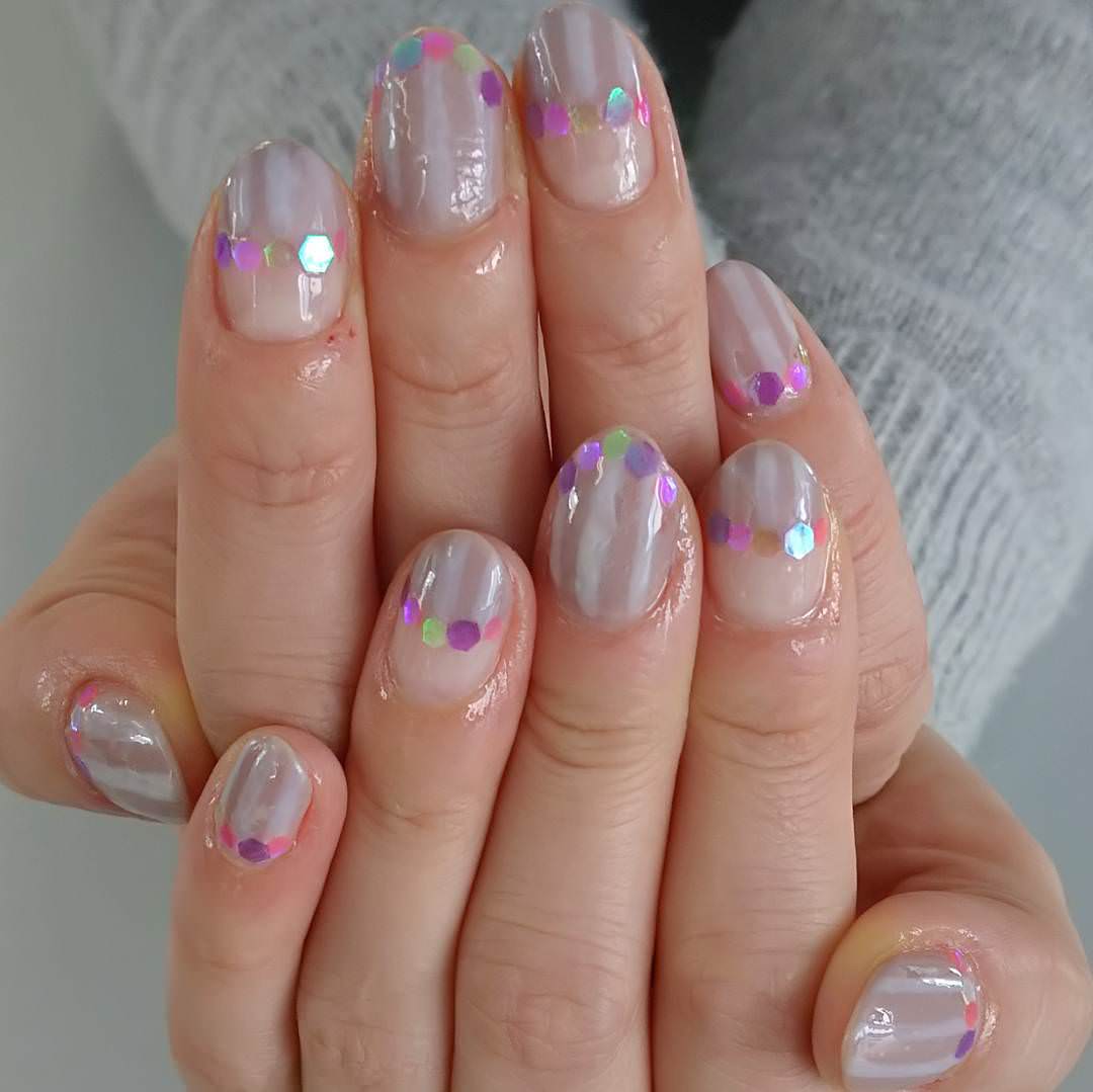 water color stripe nail design
