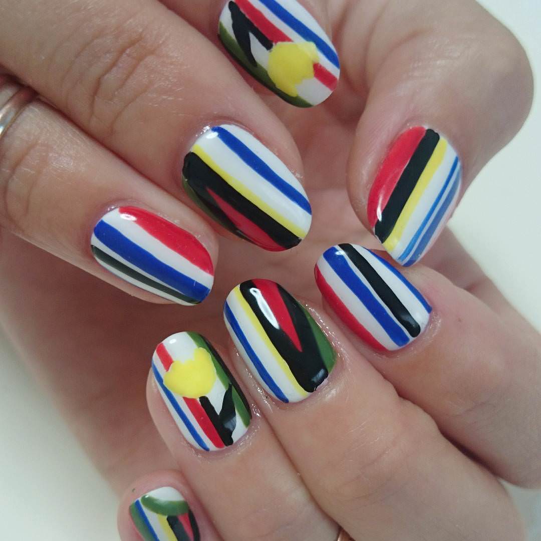 multi color stripe nail design1