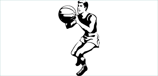 black and white basketball clipart1