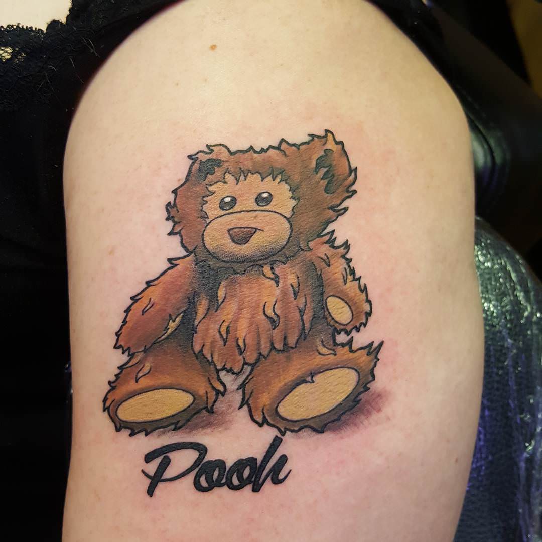 lovely teddy bear tattoo