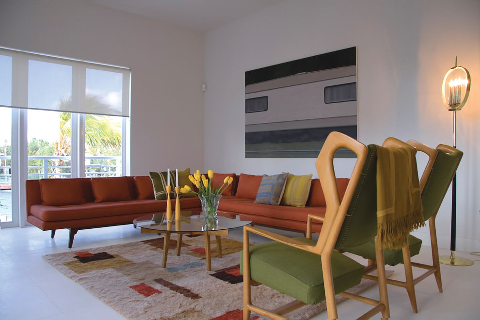modern retro sofa design in living room