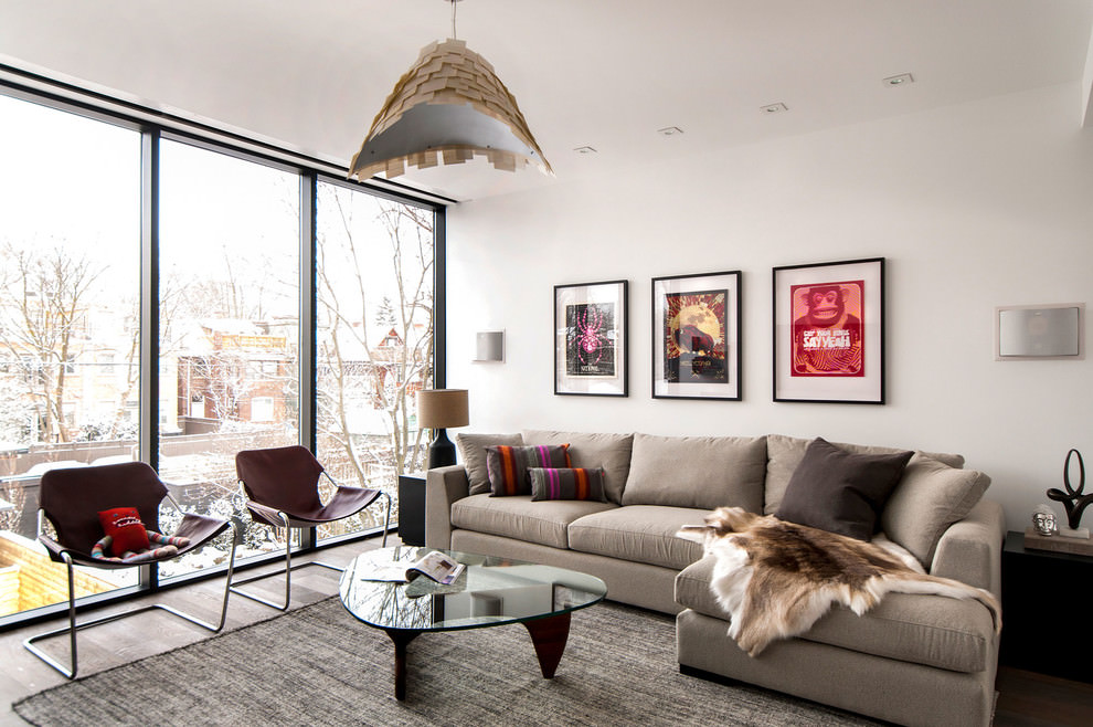 modern family room with elegant retro sofa dsign