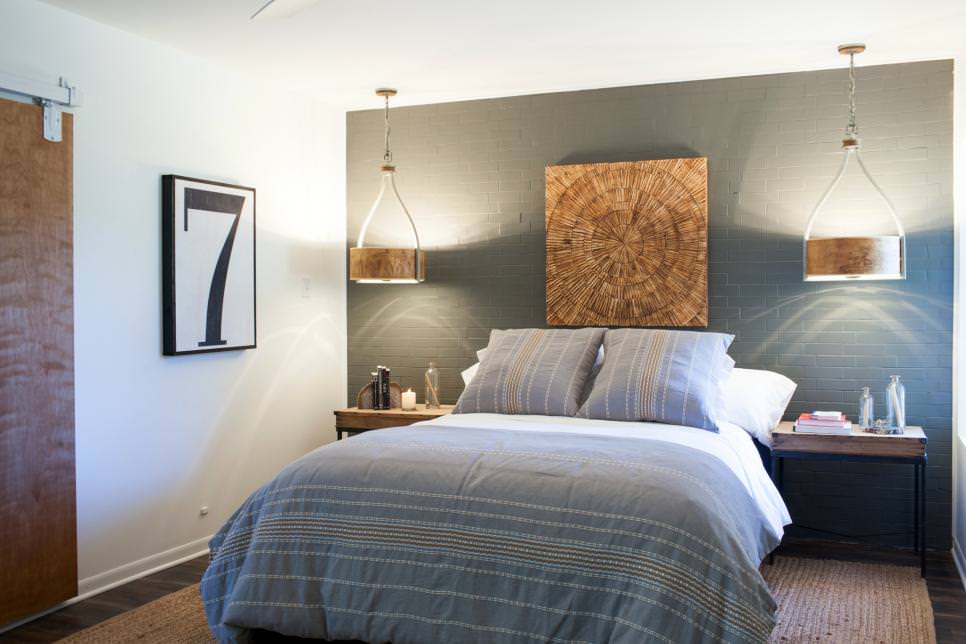 modern master bedroom with accent wall design