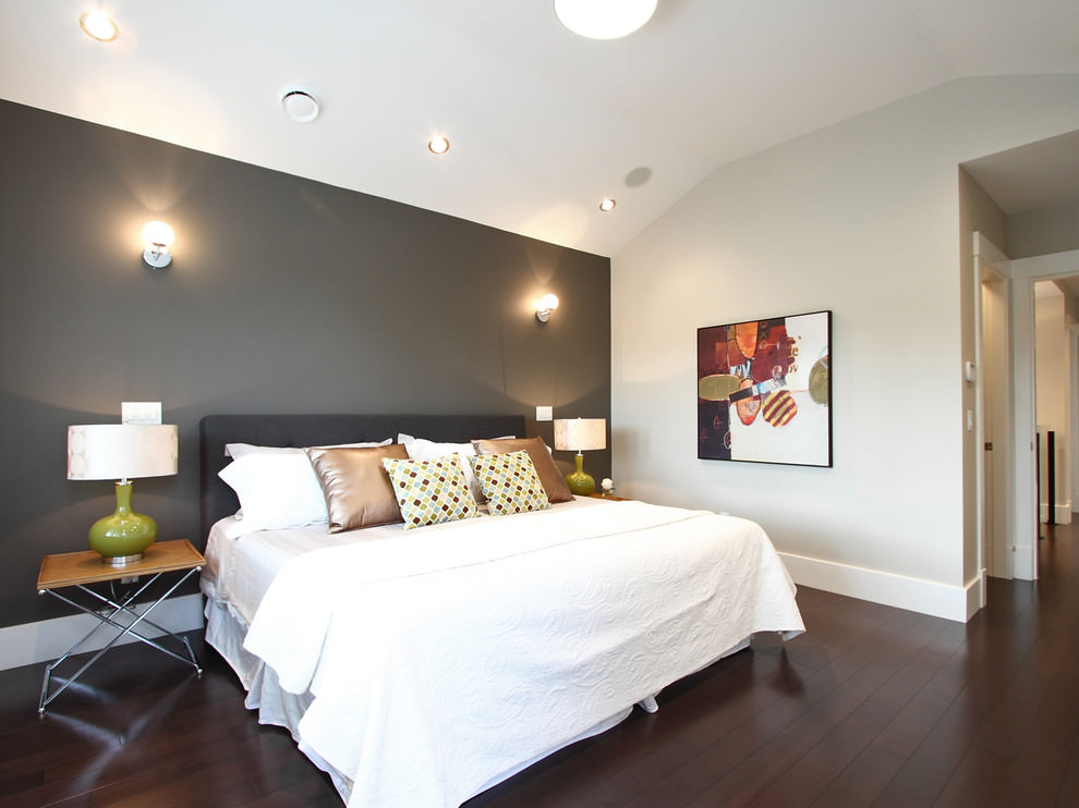 elegant gray accent wall paint design in bedroom