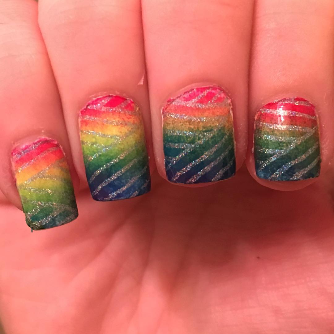 shining striped nail design