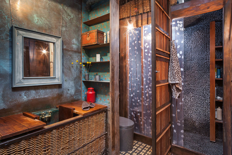 wooden bathroom in japanese style