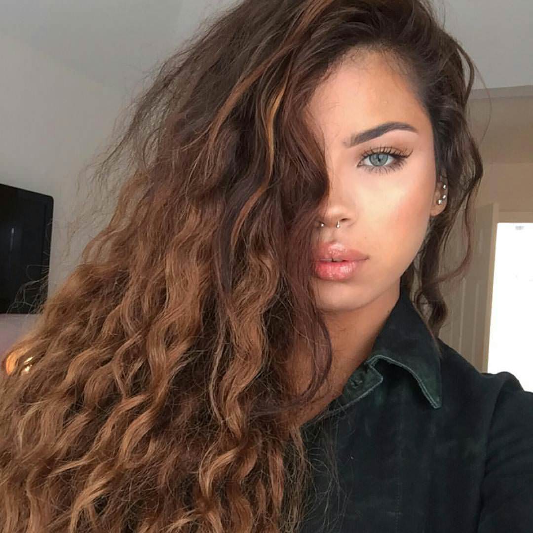 colored long curly hair