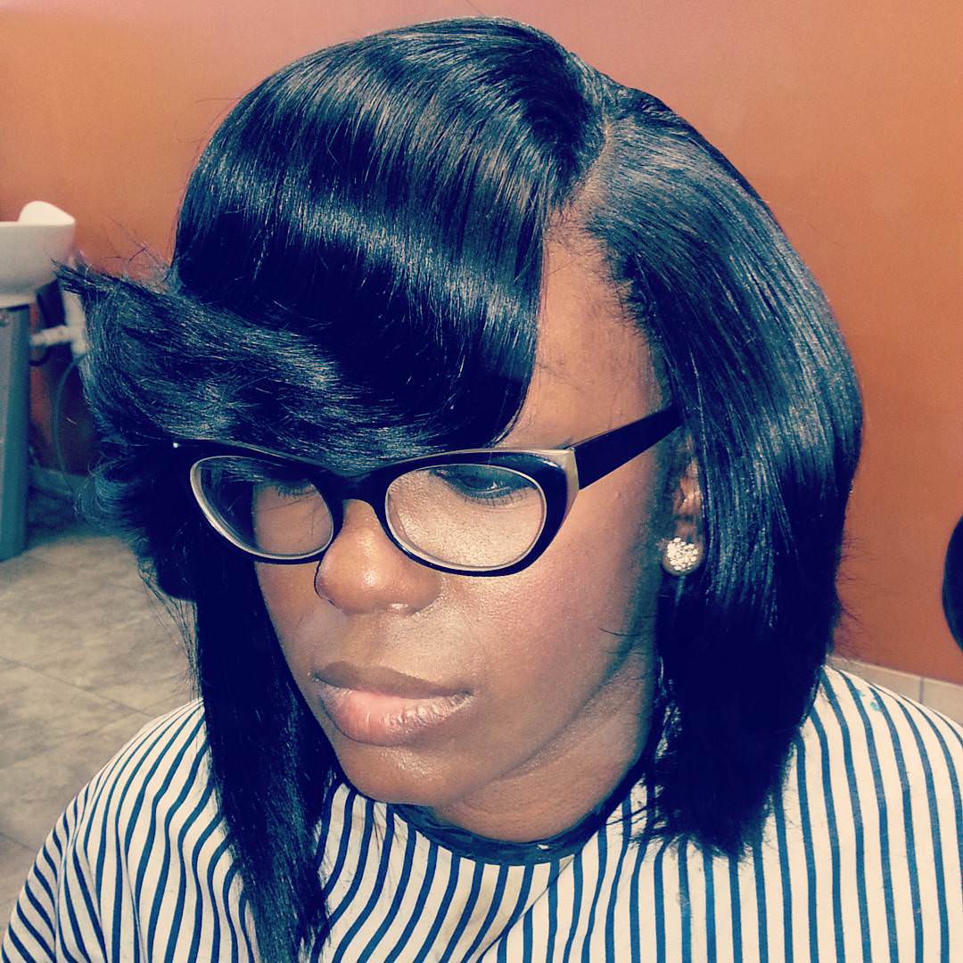 Bob Weave Hairstyle With Bangs 