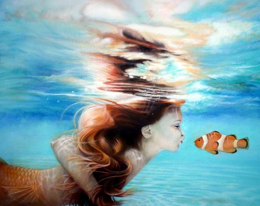first kiss under the water painting