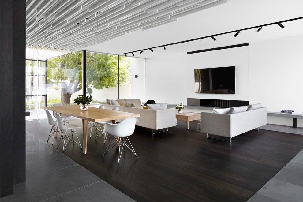 modish black living room design
