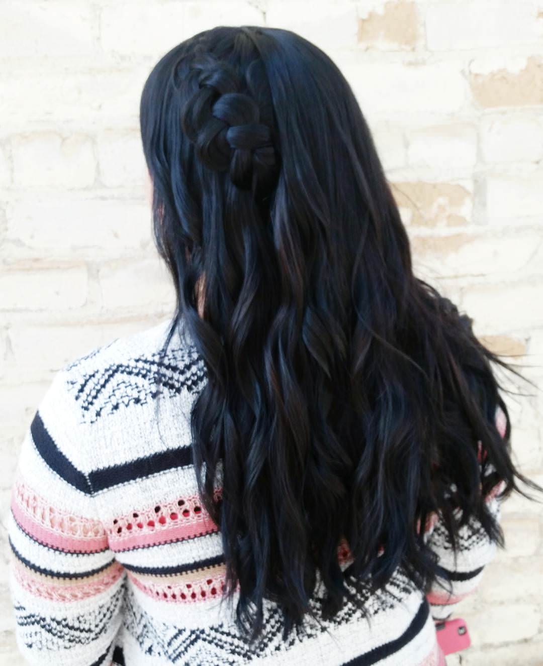 black formal hairstyle for long hair