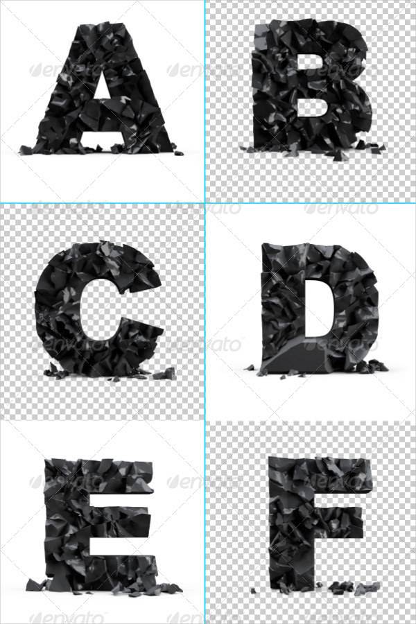black stone 3d font realistic destruction