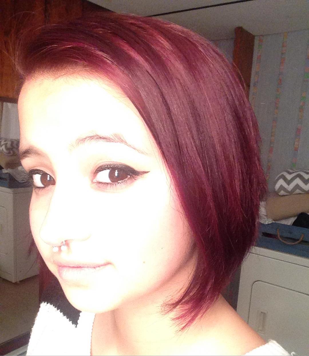 red colored haircut