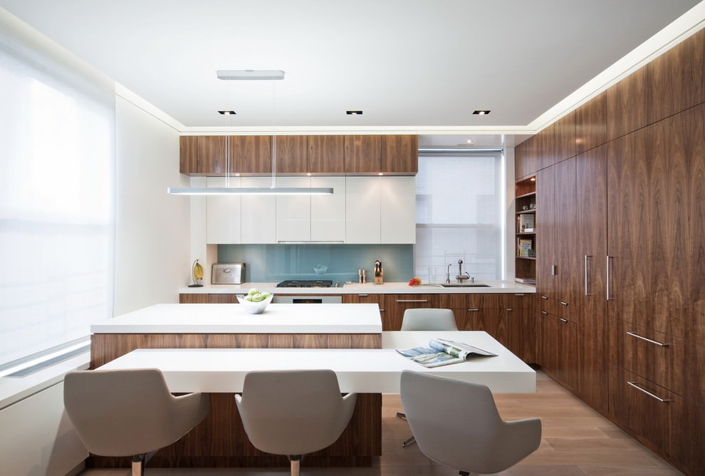 modern wooden l shaped kitchen design
