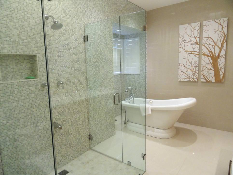 contemporary bathroom shower and tub