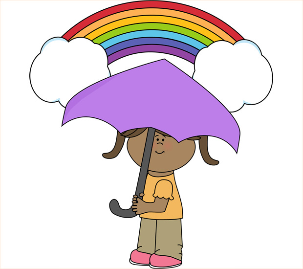 cute girl and rainbow clipart