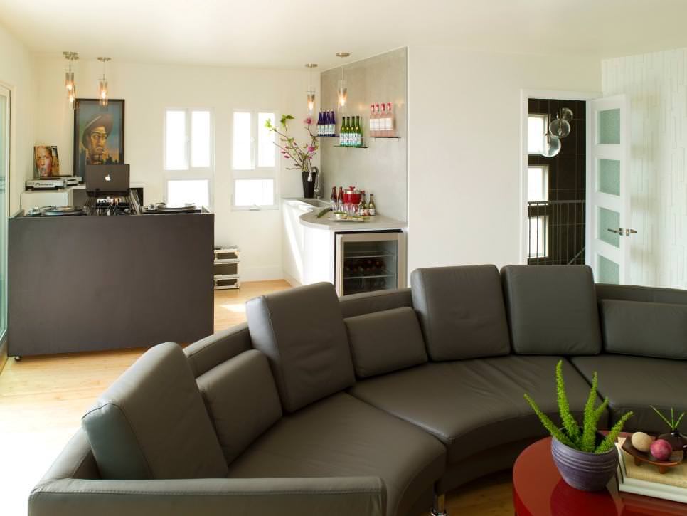 curved gray sofa design