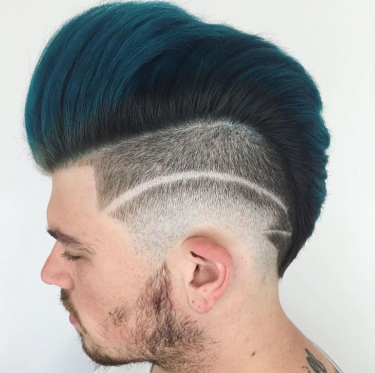high contrast colored taper fade hairstyle