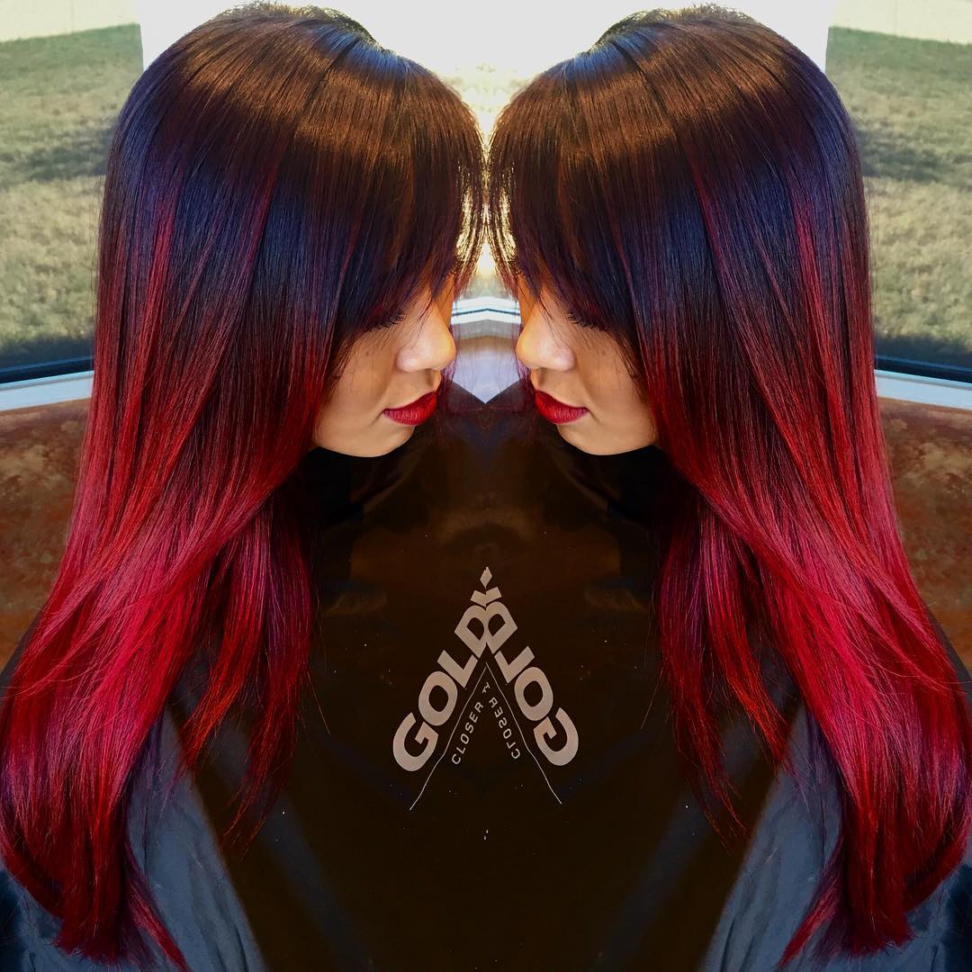 red long shag hair