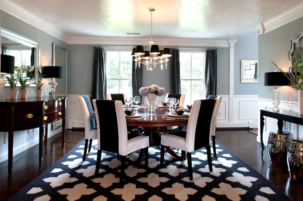 classy black and white dining room